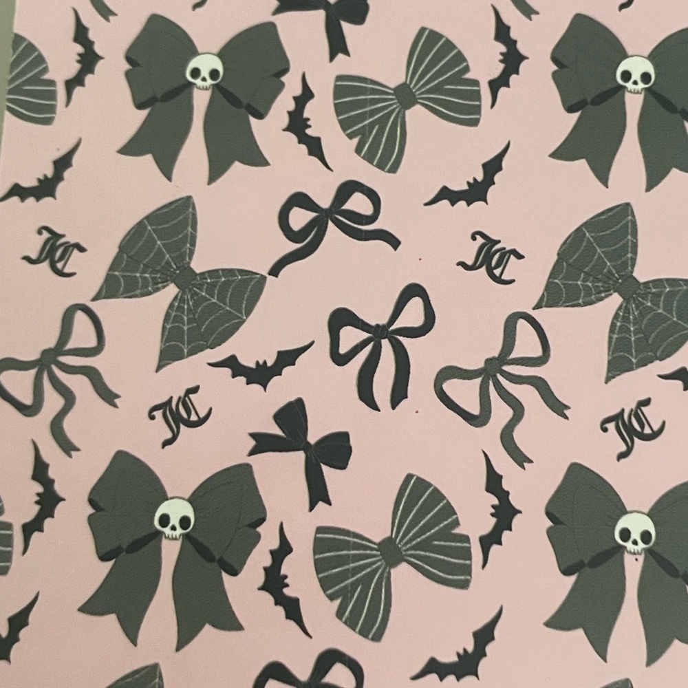 Juicy Couture Halloween Black Grey Pink Bows Skulls Bats Blanket 60x70 oversized